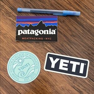 Patagonia Vuori and YETI Stickers Set